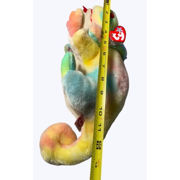 Ty Beanie Buddies Rainbow Chameleon Plush 1999 Colorful Tie-Dye Animal - Picture 8 of 16